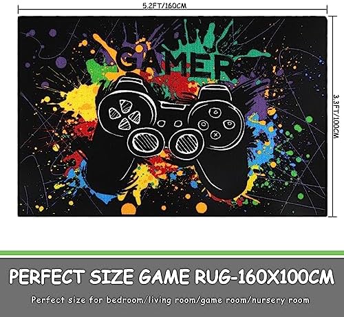VSIWB Gaming Area Rug for Bedroom Boys Colorful Game Controller Carpet Non-Slip Washable Printed Gamepad Kids Play Mat for Gamer Teen Adults Living Room Playroom Kids Room Decor,5'2"x3'3" 2 61PIakwtBAL. AC