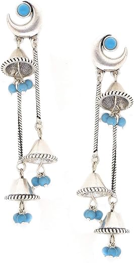 Voylla Moksha Half Moon Drop Earrings for Women and Girls