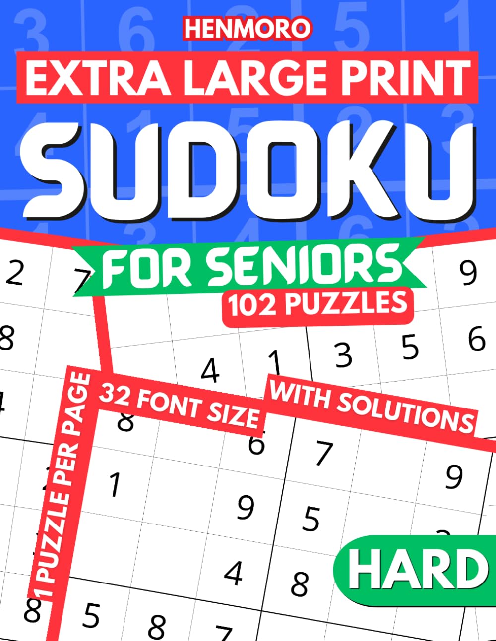 Extra Large Print Sudoku for Seniors Hard: 102 Difficult Puzzles, One per Page with Big Fonts for Less Strain on the Eyes Experience, Full Solutions Included