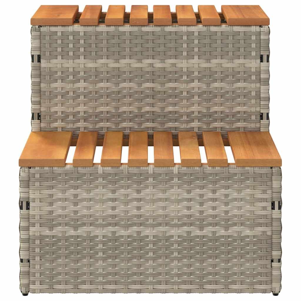 Escalier pour jacuzzi, gris clair, 50 x 50 x 50,5 cm, en polyrotin d'acacia massif, accessoire de piscine, jacuzzi, spa, avec pieds réglables, résistant aux UV