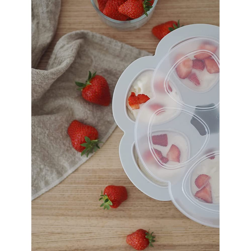 BÉABA, Multiportions Silicone de qualité premium, Résistance thermique extrême, Four et micro-onde, 6 alvéoles indépendantes, Couvercle hermétique, Fabriqué en Italie, 6x90 ml, Gris