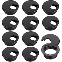10 Pack Round Plastic Desk Grommets, Black Wire Organizer Caps, PC Computer Port Cable Hole Cover Plug Bushings, Perfect for Office Desk, TV Stands, Tabletops 63.5mm / 2-1/2 inch