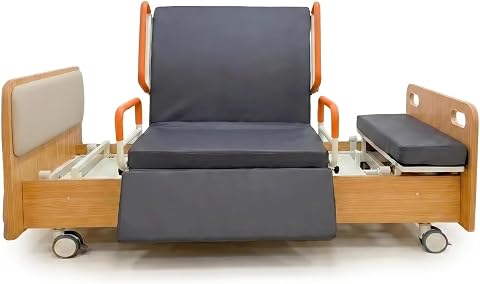 Full Electric Rotating Hospital Medical Bed with Mattress, 90° Rotation, Auto Ti