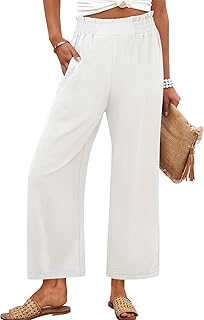 Womens Wide Leg Palazzo Pants Summer Beach High Waisted Cropped Flowy Pants 2026 Dressy Casual Trousers with Pockets