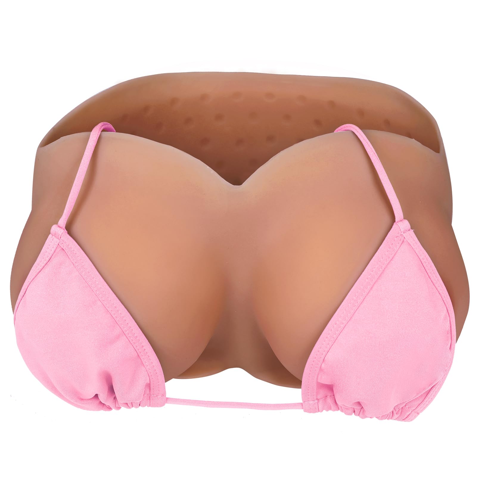 Pechos de Silicona Realista Crossdresser V-Cuello Prótesis Mamaria Sin Tirantes Formas Relleno de Algodón para Transgénero Mastectomía y Cosplay (Piel Bronceada - Copa B, Talla L)