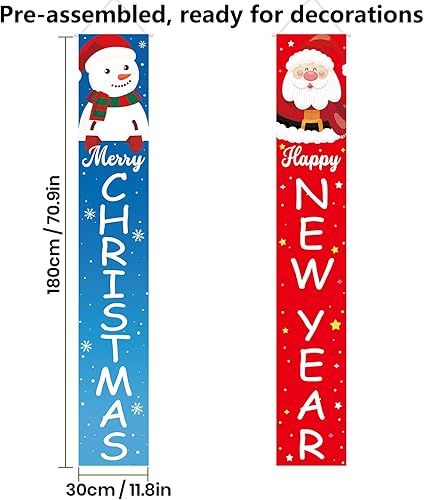 Miniatura 5 de Decoraciones de Navidad Feliz Año Nuevo Decoraciones Feliz Navidad Muñeco de Nieve Santa Claus Banner de Navidad Cartel de Porche de Puerta de