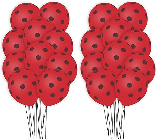 Miniatura 3 de 50 globos de mariquita, globos de lunares rojos y negros de 12 pulgadas, globos de látex para fiesta temática de mariquita, boda, fiesta de