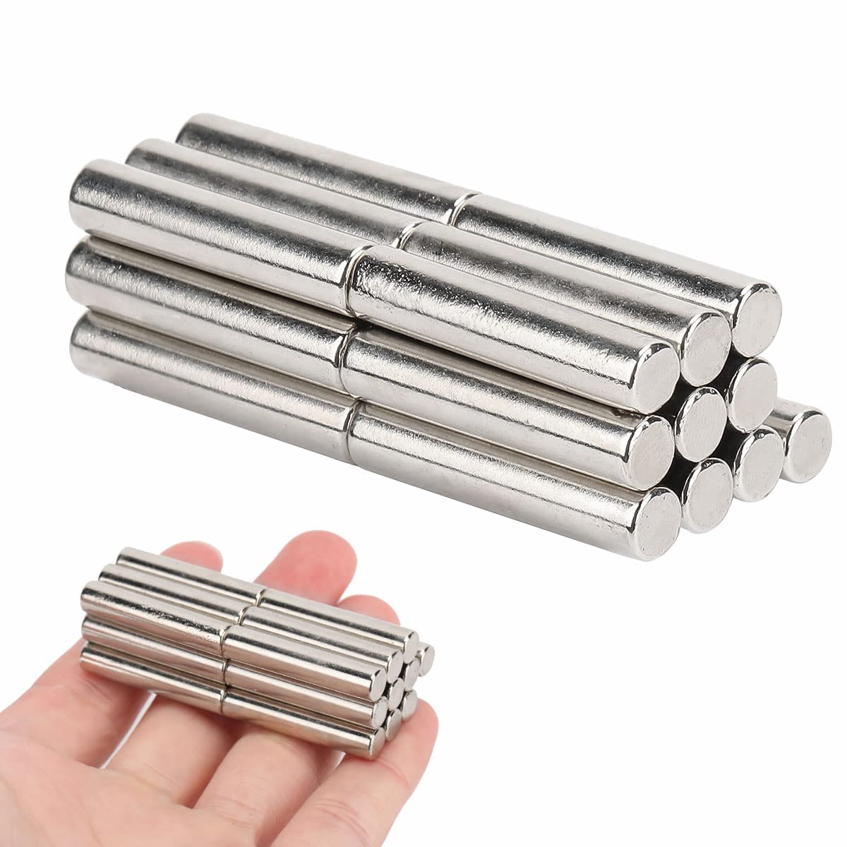 60 PCS Super Strong Neodymium Magnets 1-1/16"x1/4" Cylinder Magnet N45 Powerful Permanent Rare Earth Magnets Cylinder Rod Magnetic Pins for Multi-Use Science DIY Craft and Office Magnets, 27x6mm