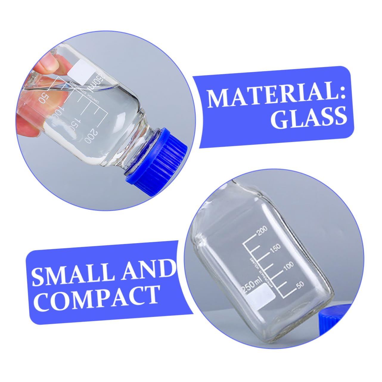 POPETPOP Boccette da Laboratorio in Vetro Graduato 250ml, 2 Pezzi, per Campionamento e Misurazioni Precise, Uso in Industria e Casa