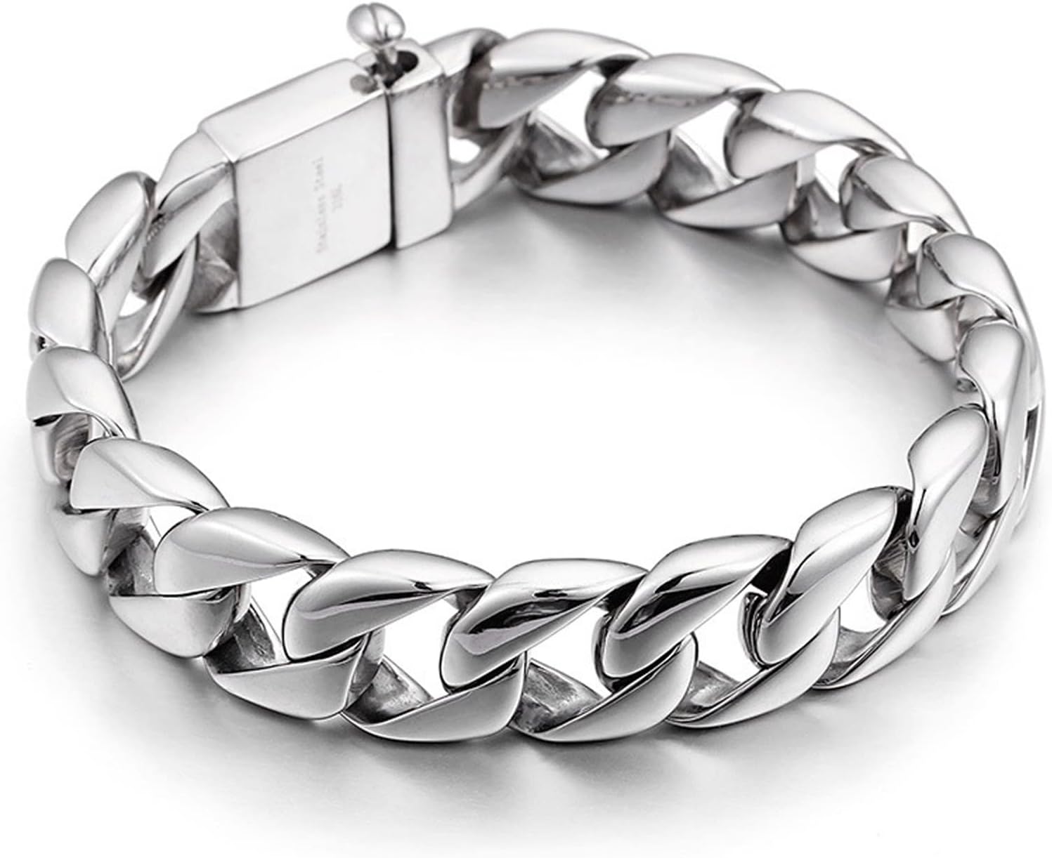 Cute Bracelets for Men Silver, Chain Bracelets Simple and Stylish Stainless Steel Bracelet Men 220X15mm
