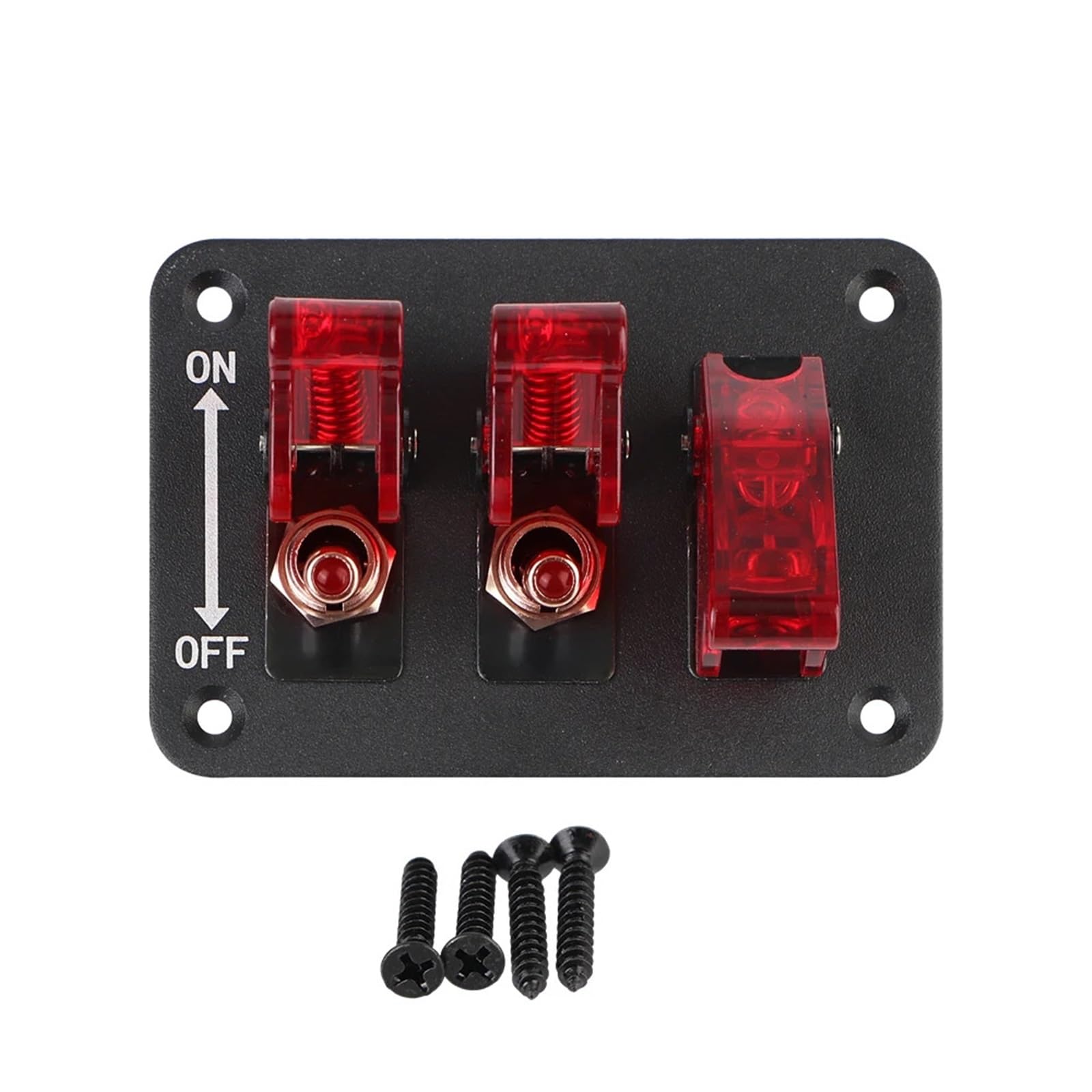 Interruptor de encendido/apagado de alta resistencia con luz LED, panel de interruptor basculante de 3 posiciones, interruptor de motor de coche de s de 12 V-24 V CC(Rot)