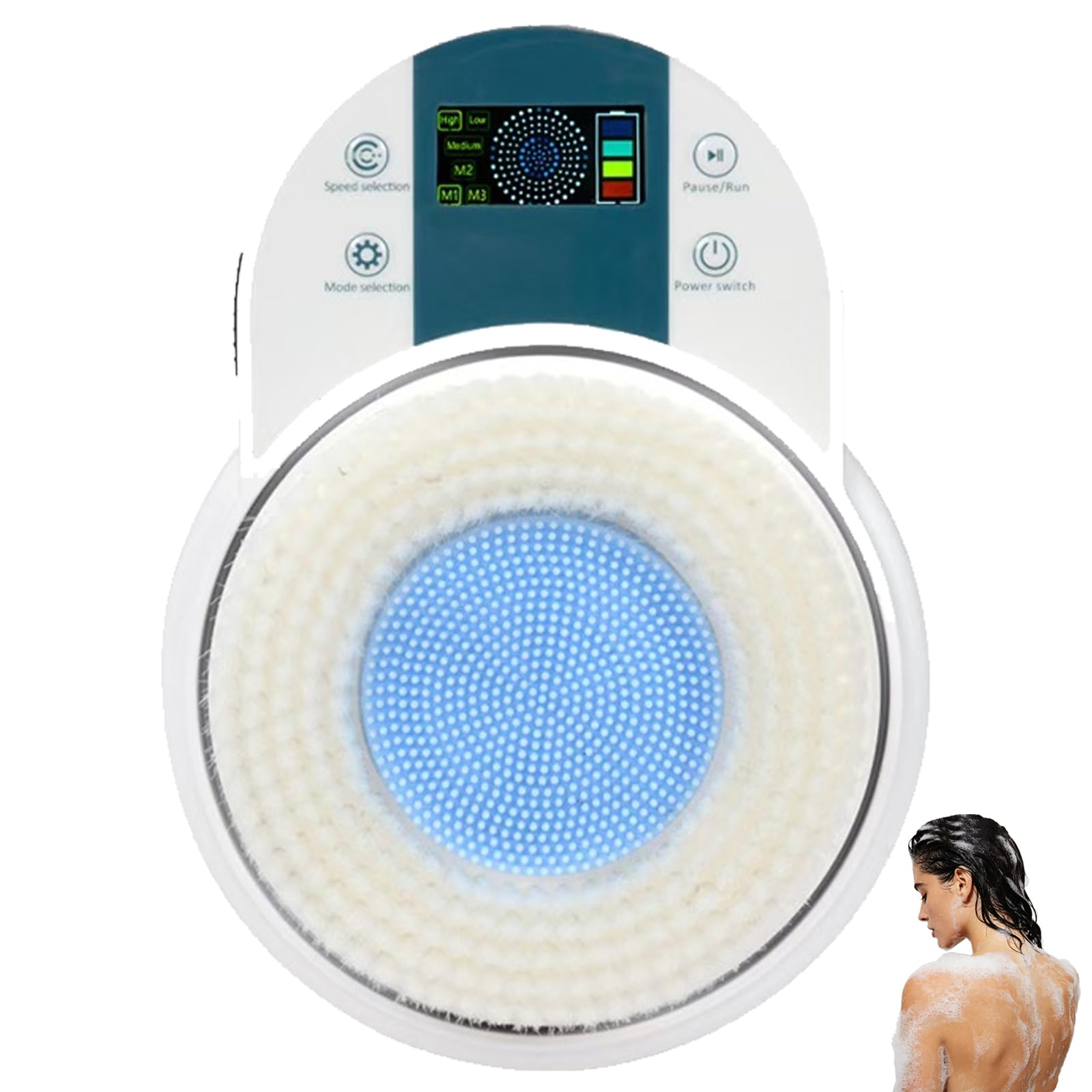 Cepillo exfoliante impermeable giratorio 360 con pantalla LED para espalda