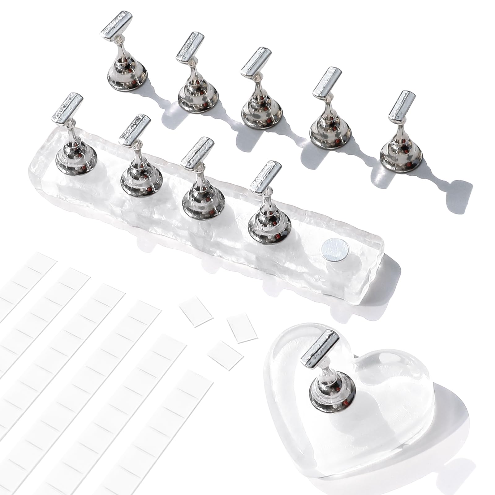 BQANStand for Press Ons Acrylic Nail Holder for Painting, Practice Tools With Reusable Putty - Tech Must Haves Supplies for Homes and Salons (White)