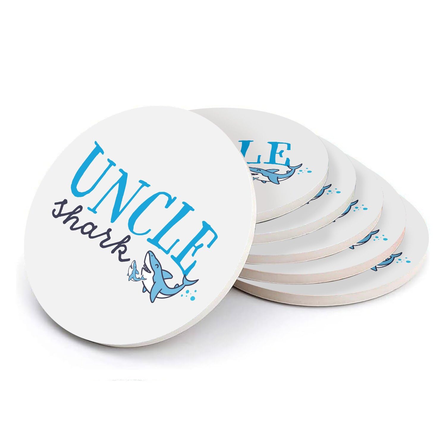 Sous verre ronds en céramique pour apéritif réussi, lot de 6 motifs requin et poisson