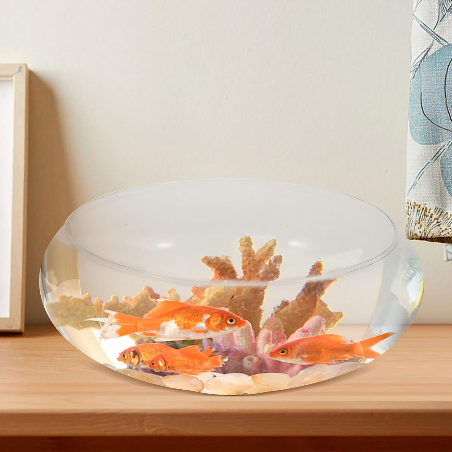 Glass Fish Bowl Aquarium Tank Small Clear Desktop Fish Tank for Goldfish Hydroponic Plants Compact Decorative Bowl for Home Office Decor Modern Design High Transparency