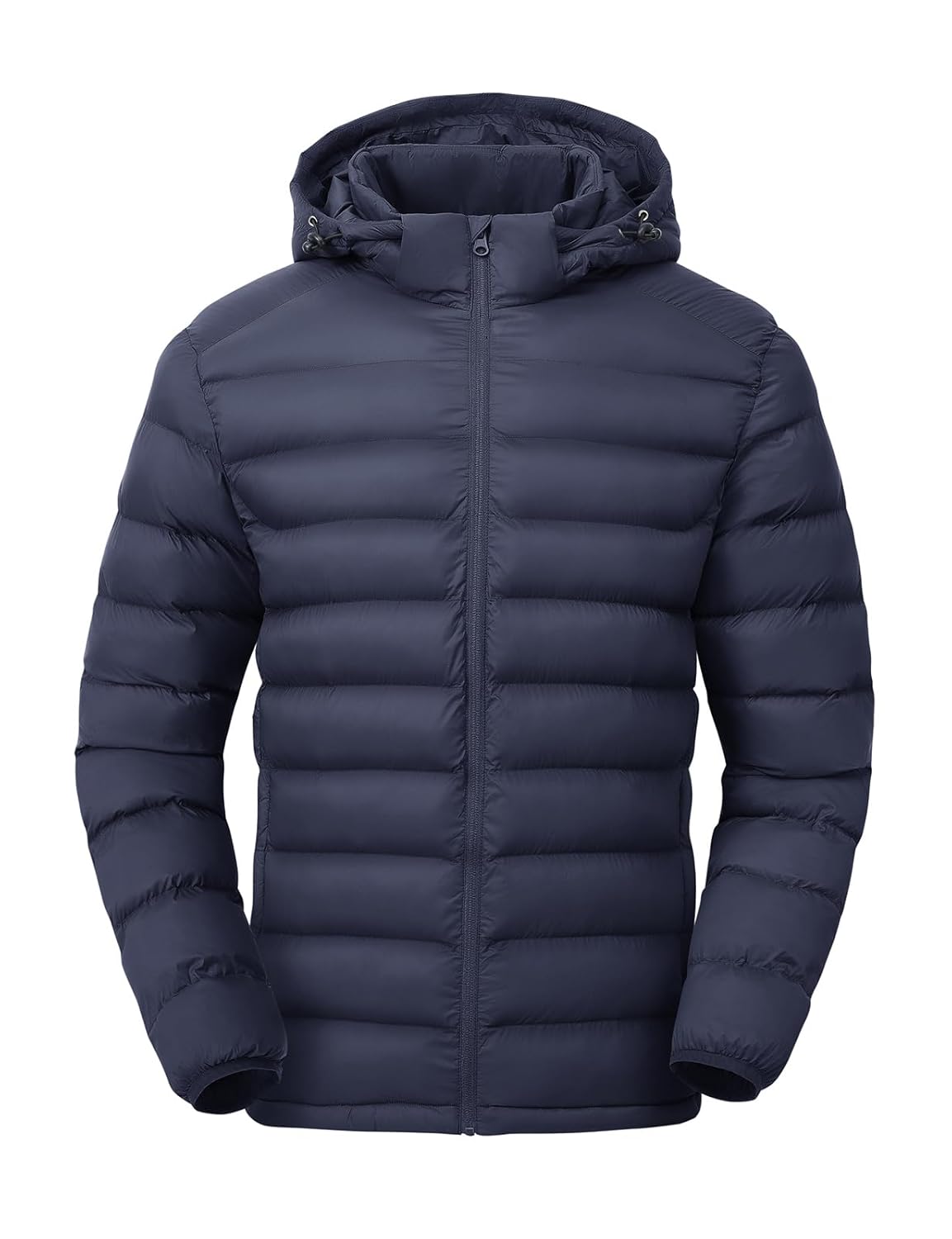 TBMPOY Mens Lightweight Puffer Jackets Detachable Hood Water-Resistant Casual Winter Coat Hooded Insulated for Travel Ski