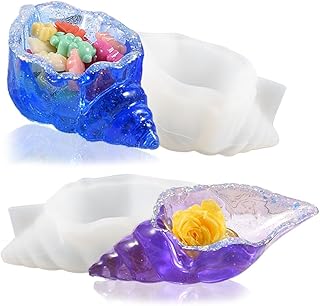 BIGEBO Conch Shell Silicone Mold, 2 PCS Conch Shaped Resin Mold for Epoxy Resin Conch Jar Mold for Resin Art Home Decor Gift