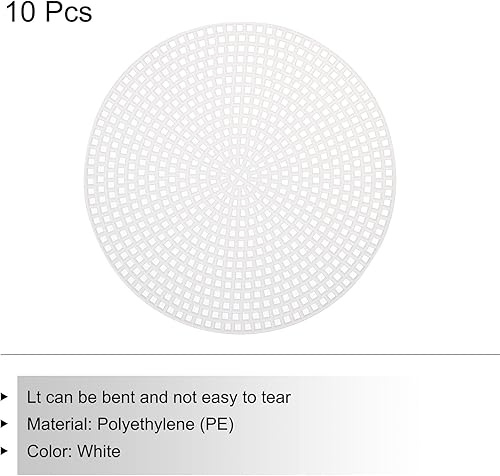 Miniatura 3 de MECCANIXITY Hoja de lona de malla de plástico de 4.5 in4.5 pulgadas, lona redonda blanca en blanco para bordar, malla de ganchillo de punto, paquete