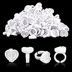 NXJ INFILILA Glue Rings for Eyelash Extensions 100PCS Disposable Rings For Lashes Lovely Heart Shape, Makeup Plastic Nail Art Glue Cups Lash Extension Supplies for Eyelash Extensions White