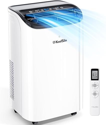 14,000 BTU Portable Air Conditioner Cools Up to 700 Sq.Ft, Auto-Evaporation Low Noise Portable AC Unit with Remote Control Fits for Large Room, Office, Garage, White