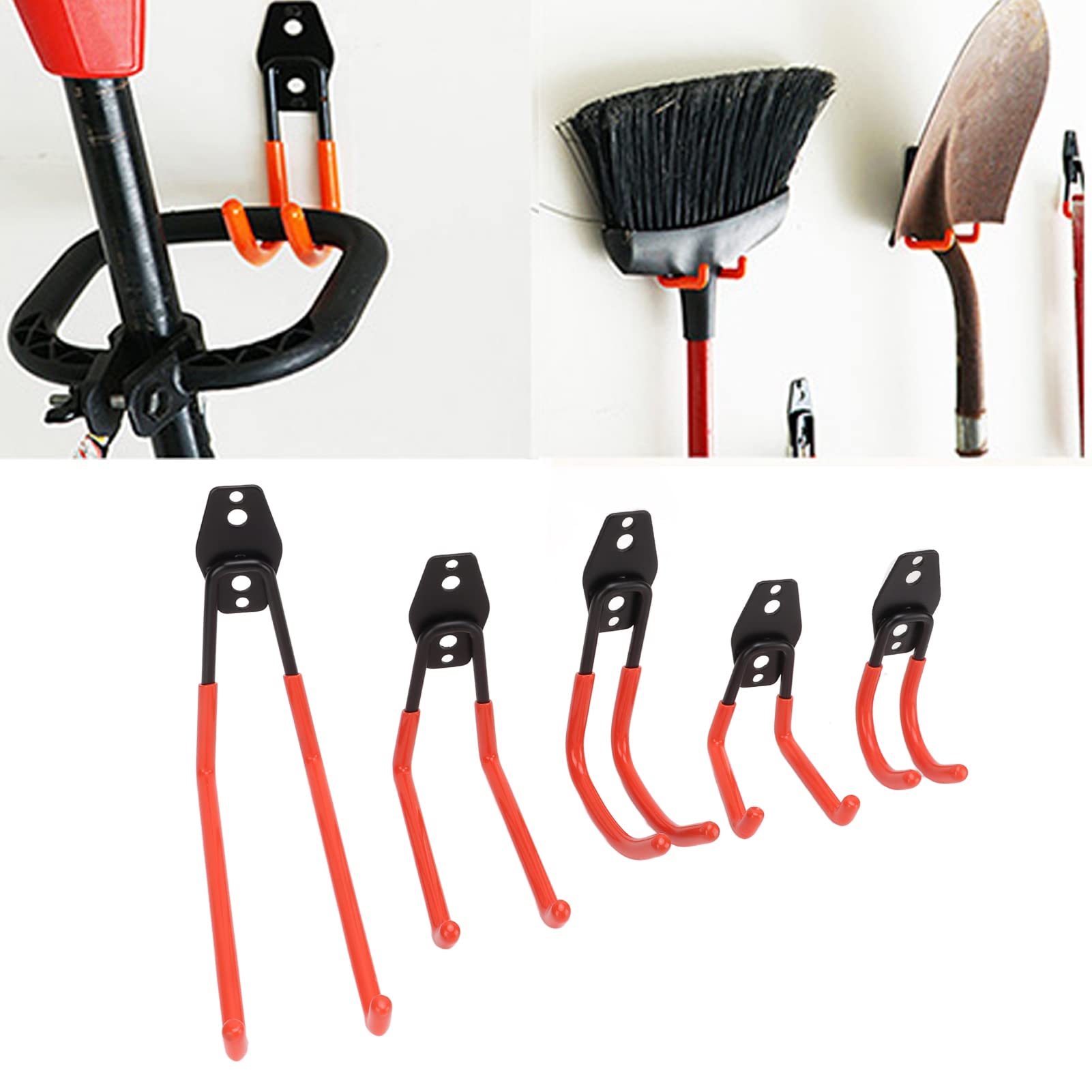 5 unids/set 40kg almacenamiento en garaje ganchos dobles soporte de montaje en pared resistente colgador para RV sótano silla escalera bicicleta (Naranja)