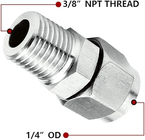 Miniatura 17 de Beduan Férula de montaje de compresión de acero inoxidable 304, tubo de 5/16 "OD x 1/4" NPT macho, adaptador recto conectar con virolas dobles