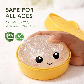 Glitter Buharda Doldurulmuş Topuz Squishy Oyuncak Vapur Kutusu, Yumuşak Yavaş Yükselme Sıkma Stres Giderici Fidget Oyuncak, Simülasyon Char Siu Bao Dekompresyon Hamur Topu Anksiyete Giderme ve