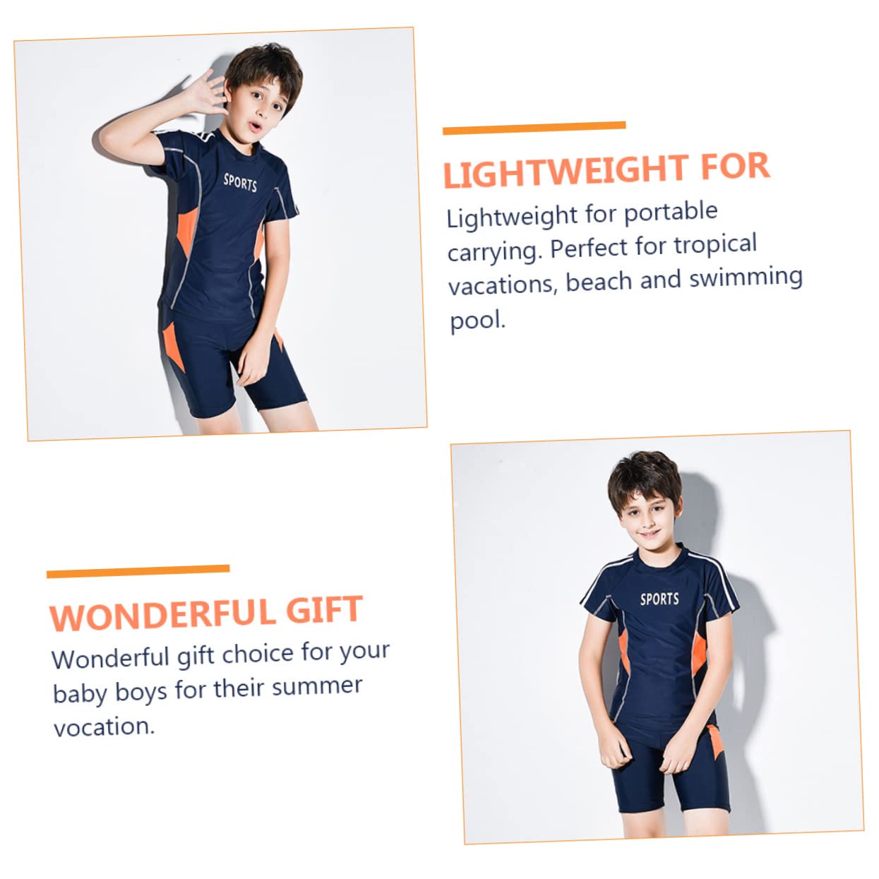 Abaodam Costume da Bagno per Ragazzi in Due Pezzi Leggero in Nylon e Poliestere Design Elegante, per Beach e Atmosfera Estiva, Facile da Trasportare