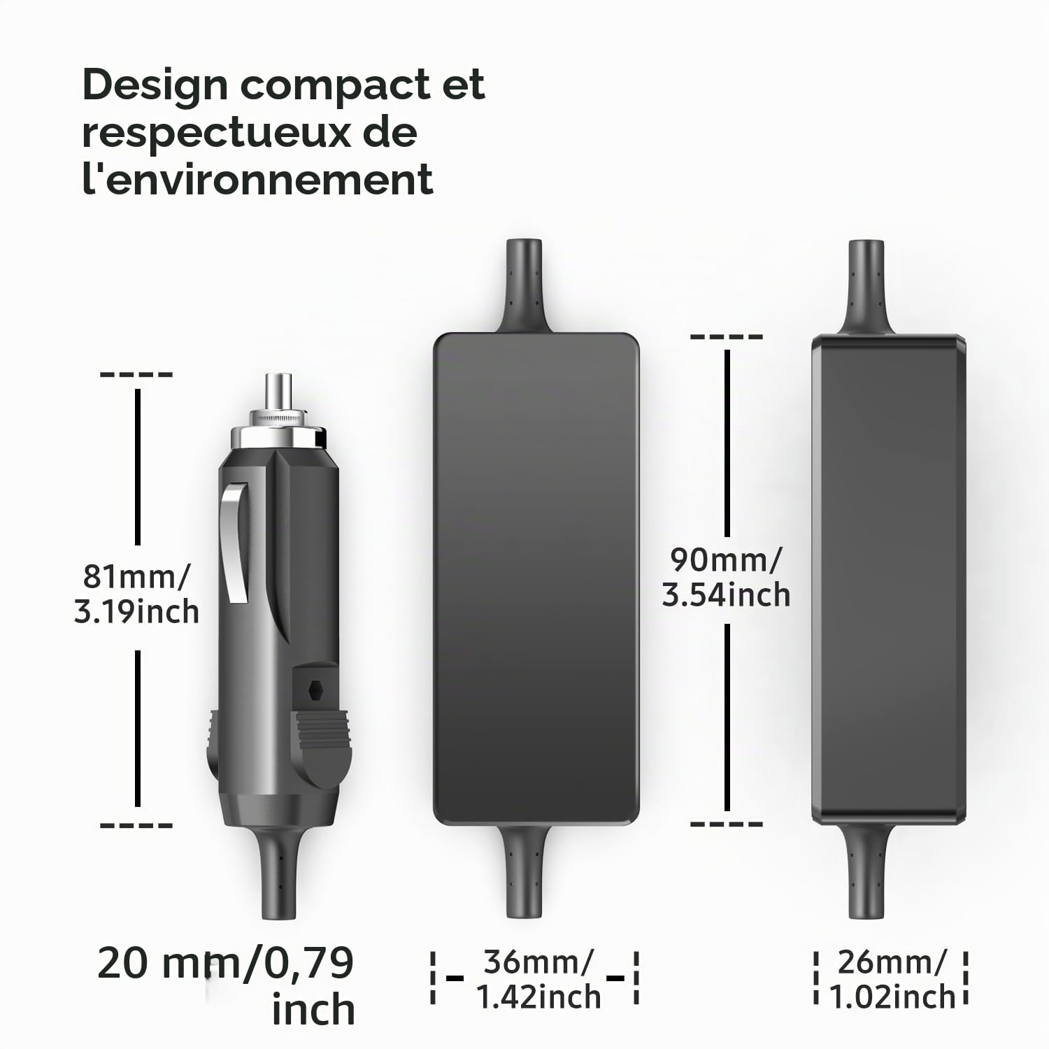 KFD DC 12V-24V Chargeur de Voiture pour Sefam S.Box Auto CPAP Machine M-216430-08 Bloc d'alimentation de Voiture Starck S.Box Car Charger Cable 12V vers 24V 90W Convertisseur CC