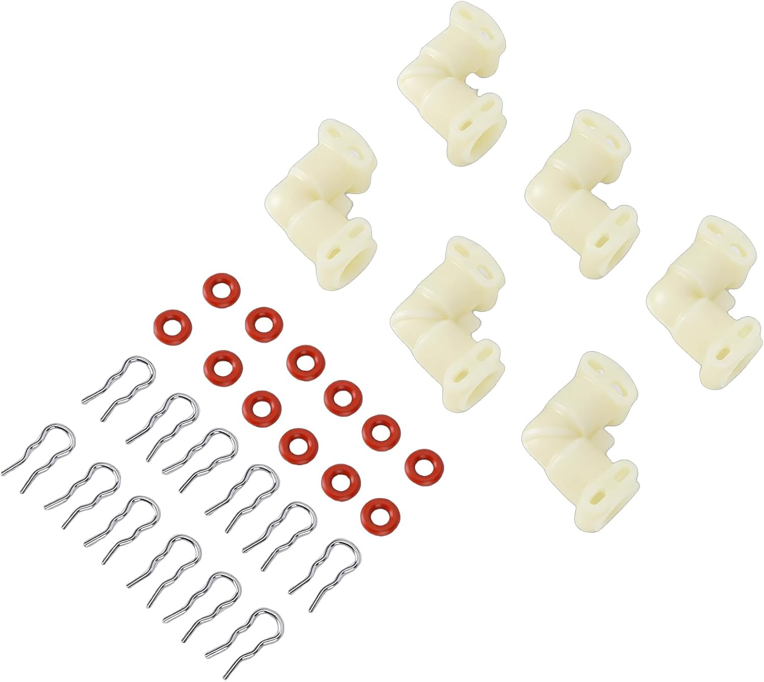 Zerodis 6Pcs L Shaped Fluid Connector Machine Replacement Parts Channel Extraction Connector Replacement with Clamps and Silicone O Rings for Coffee Machines Electrical