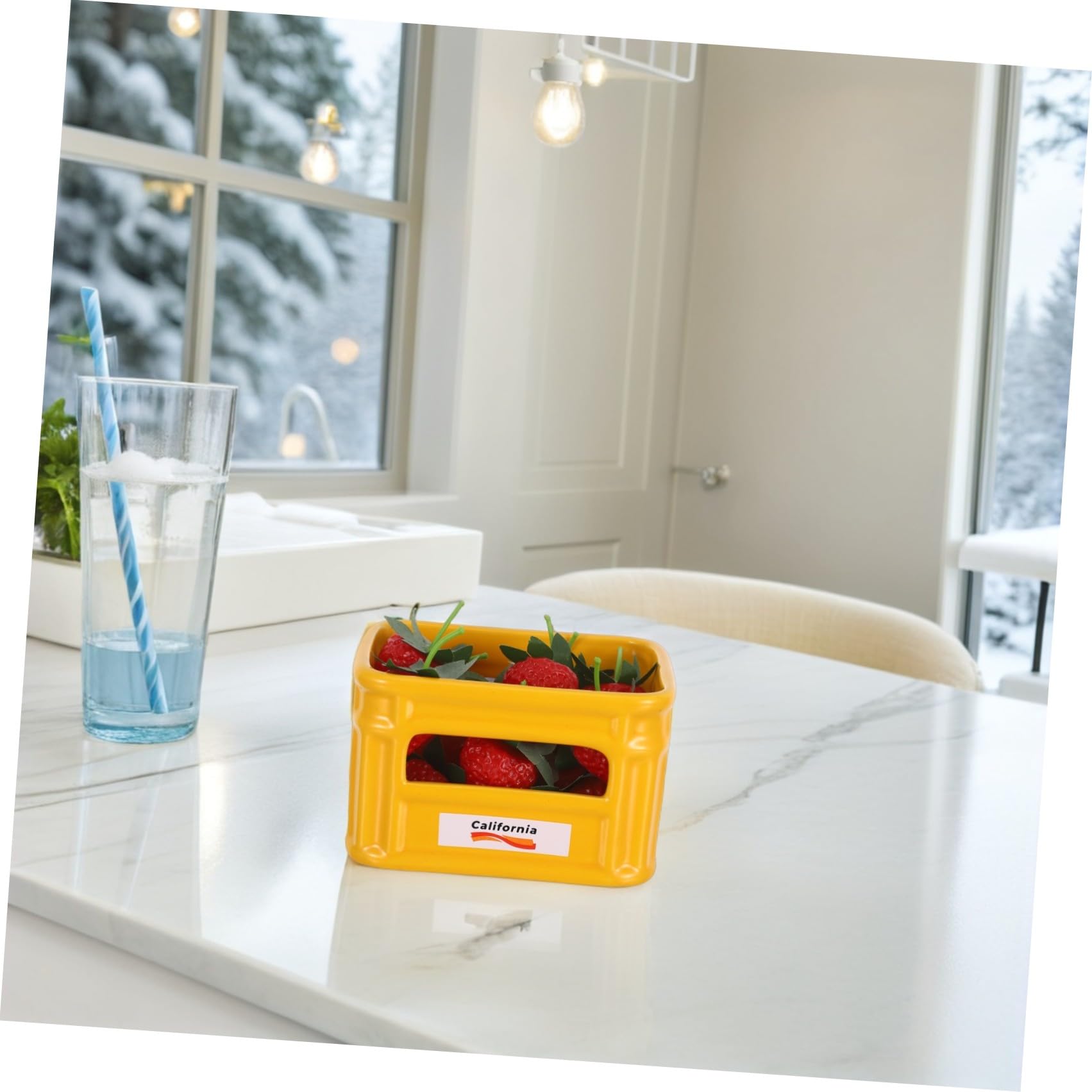 GALPADA Vassoio di Frutta e Piatti per Snack in Ceramica 2 Pezzi Bianco e Giallo Resistenti e Creativi per Casa e Bar Adatti a Aperitivi e Merende Riutilizzabile