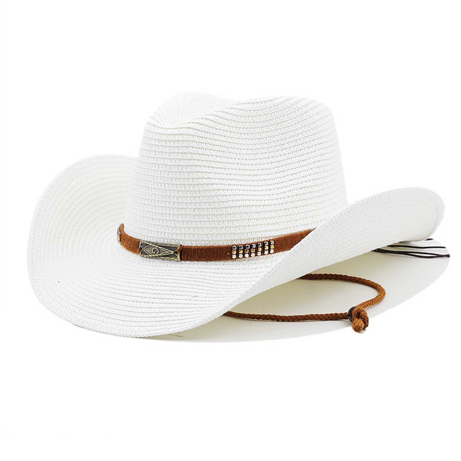 Sombrero Vaquero Occidental Hombre Mujer Sombrero de Cowboy Western Cowgirl Hat Paja Panamá con Banda Sombrero de Playa Sombrero Visera de Verano