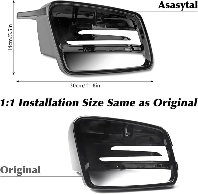 Asasytal Tükör Borítás Mercedes Benz A W176 B W246 C W204 E W212 S W221 CLA GLK GLA Modellekhez - Fényes Fekete ABS Műanyag Visszapillantó