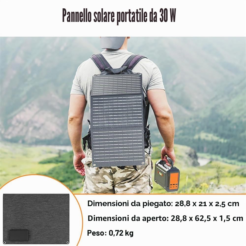 MARBERO 26.400mAh Stazione Elettrica Portatile con Pannello Solare Pieghevole da 30W, Power Bank con Presa AC 150W di Picco, Generatore Solare con Pannello Incluso per Domestico Emergenza Campeggio