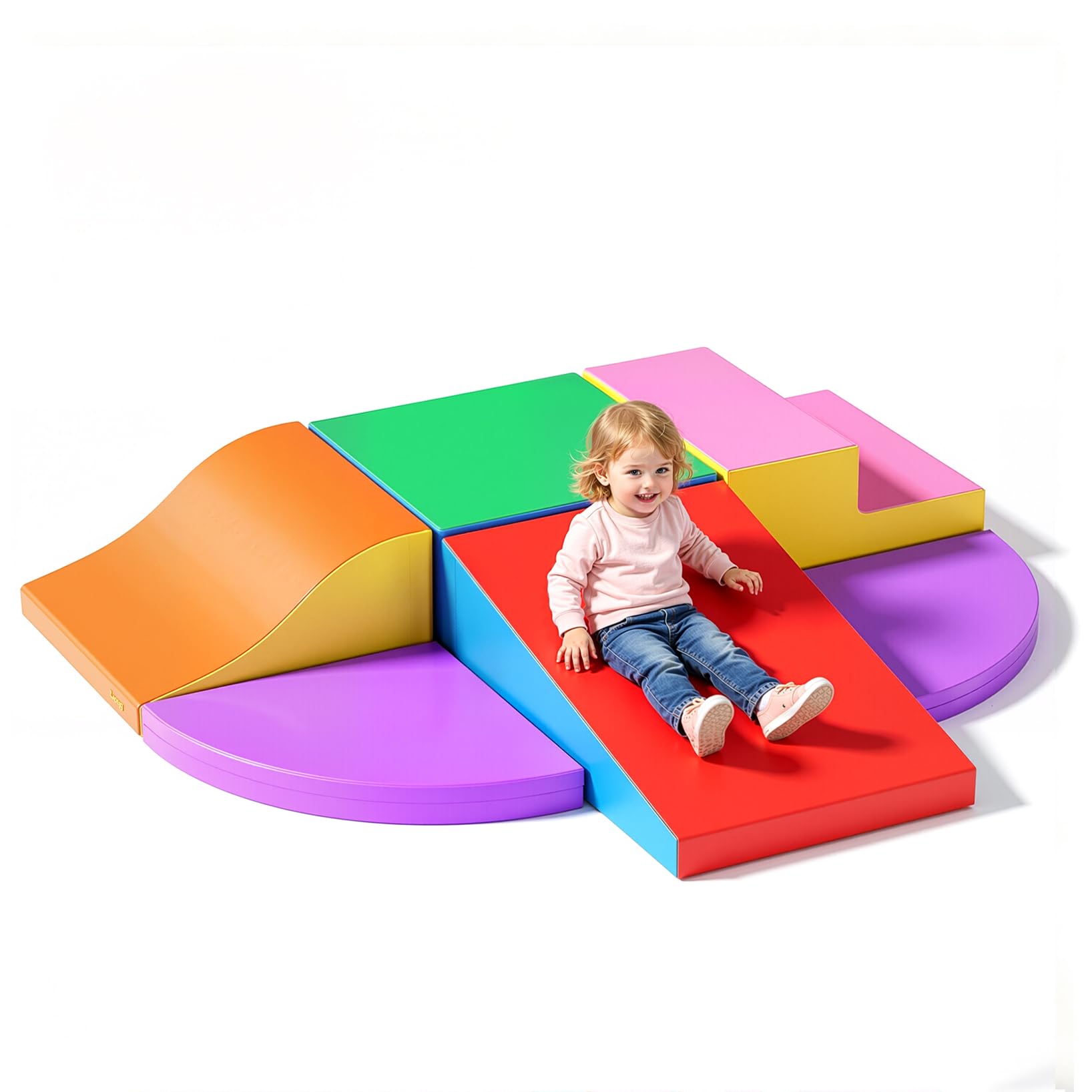 Softbausteine 6er-Set Schaumstoff Bausteine Riesenbausteine Bauklötze Bauspielzeug Schaumstoffblöcke für 1-3 Jahre alt Kinder Kunstleder EPE (JM3240)