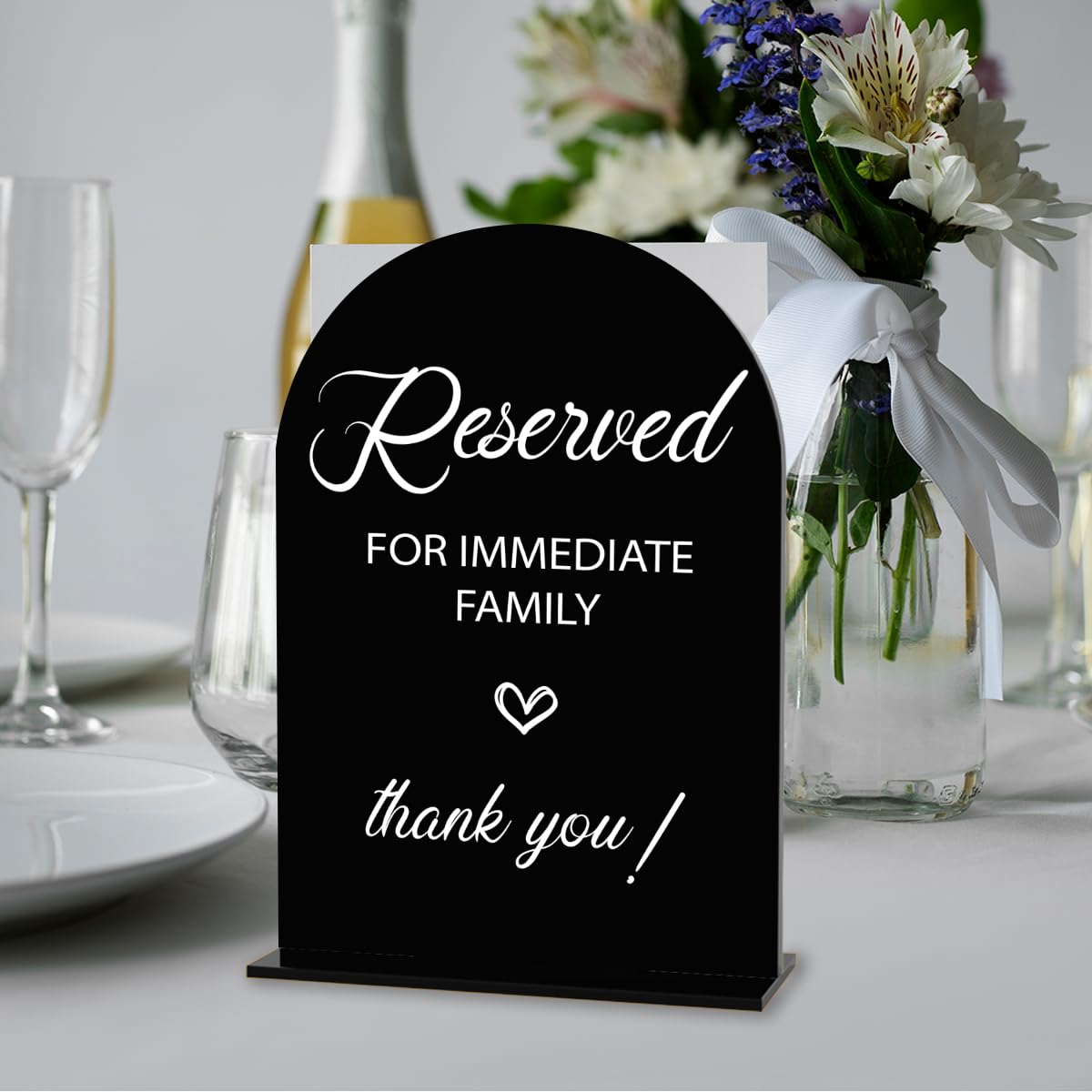 Letrero de reservado para familia inmediata, letreros reservados para boda, compromiso, despedida de soltera, decoración para ceremonia, recepción, fiesta, bodas, letrero acrílico negro