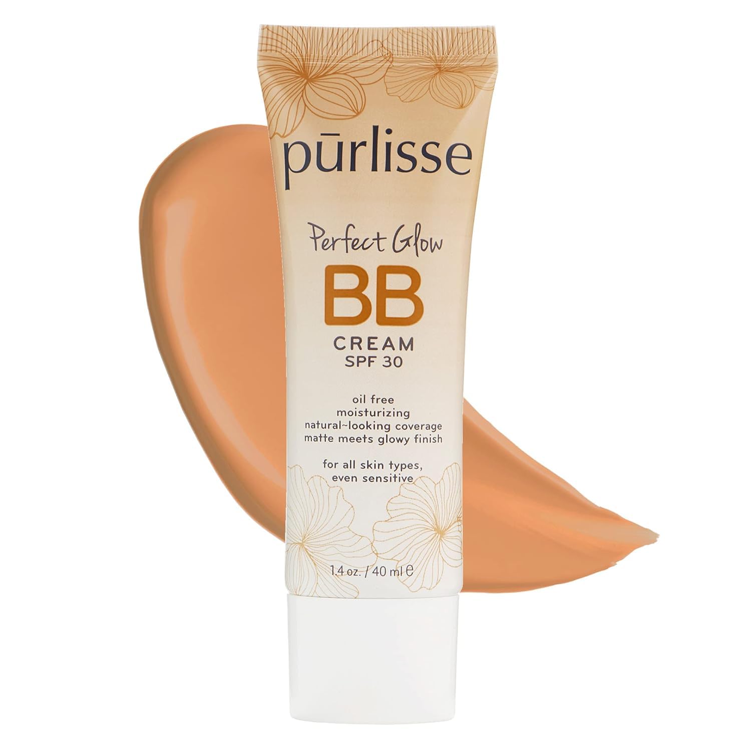 pūrlisse Perfect Glow BB Cream with SPF 30 – Matte Meets Dewy Finish – Enriched with Goji & Hawthorn Berry to Help Improve Skin Texture & Radiance – Medium Tan (1.4 oz)