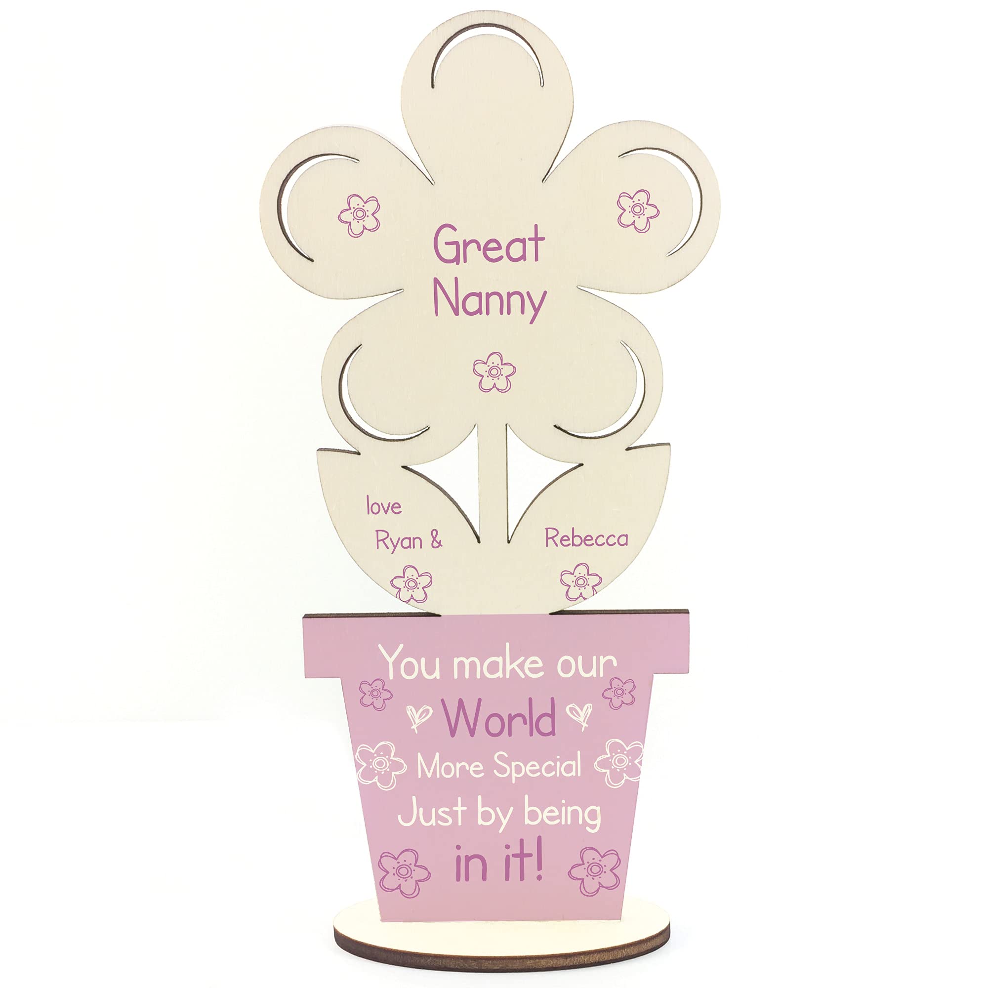 RED OCEAN Personalised Gift For Great Nanny Birthday Mothers Day Flower Grandparent Gift