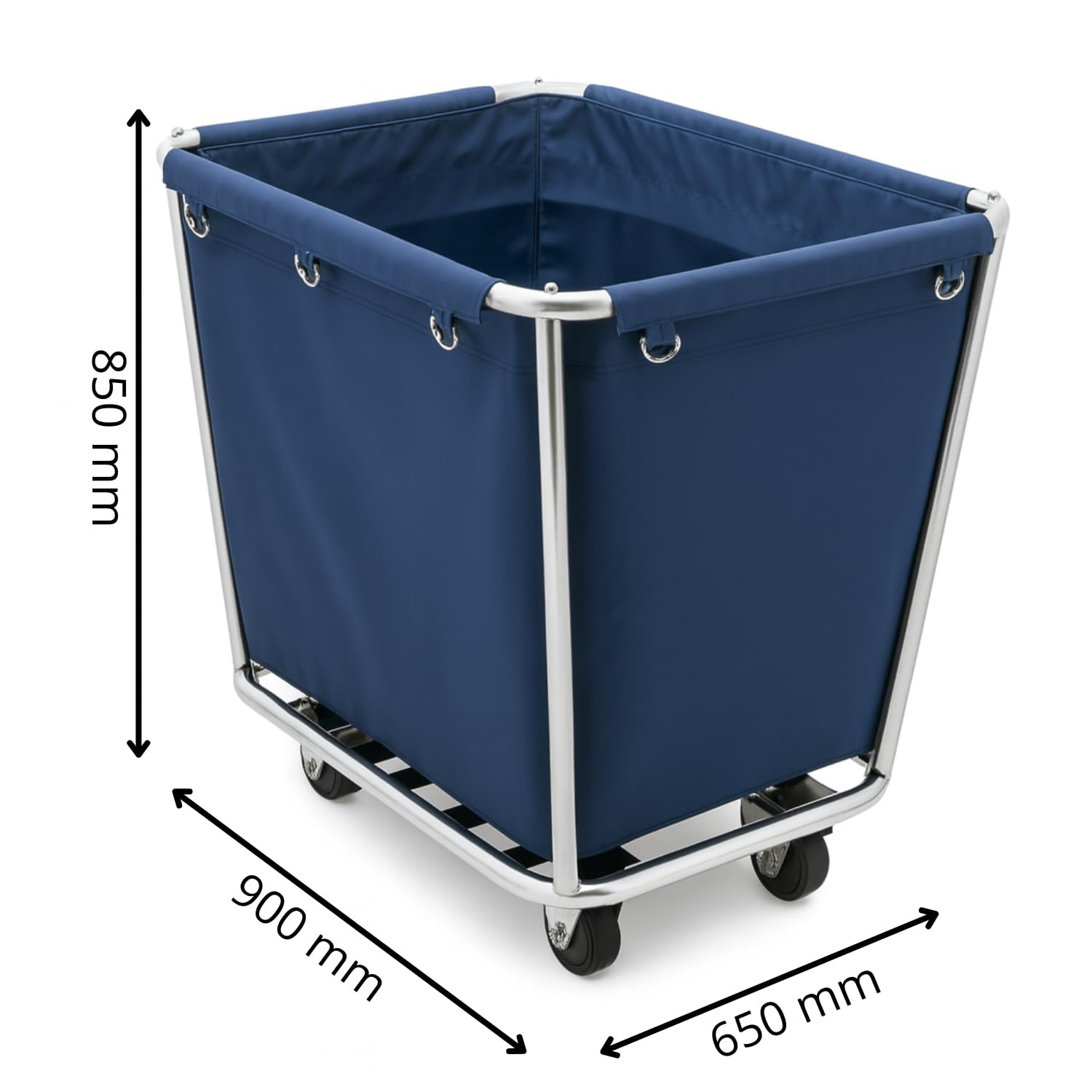 Carrello portabiancheria conico professionale in acciaio inossidabile – Modello smontabile – Ruote girevoli – Dimensioni 900 x 650 x 850 mm