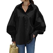 VNIRA Lantern Sleeve Button Down Shirts for Women Loose Casual