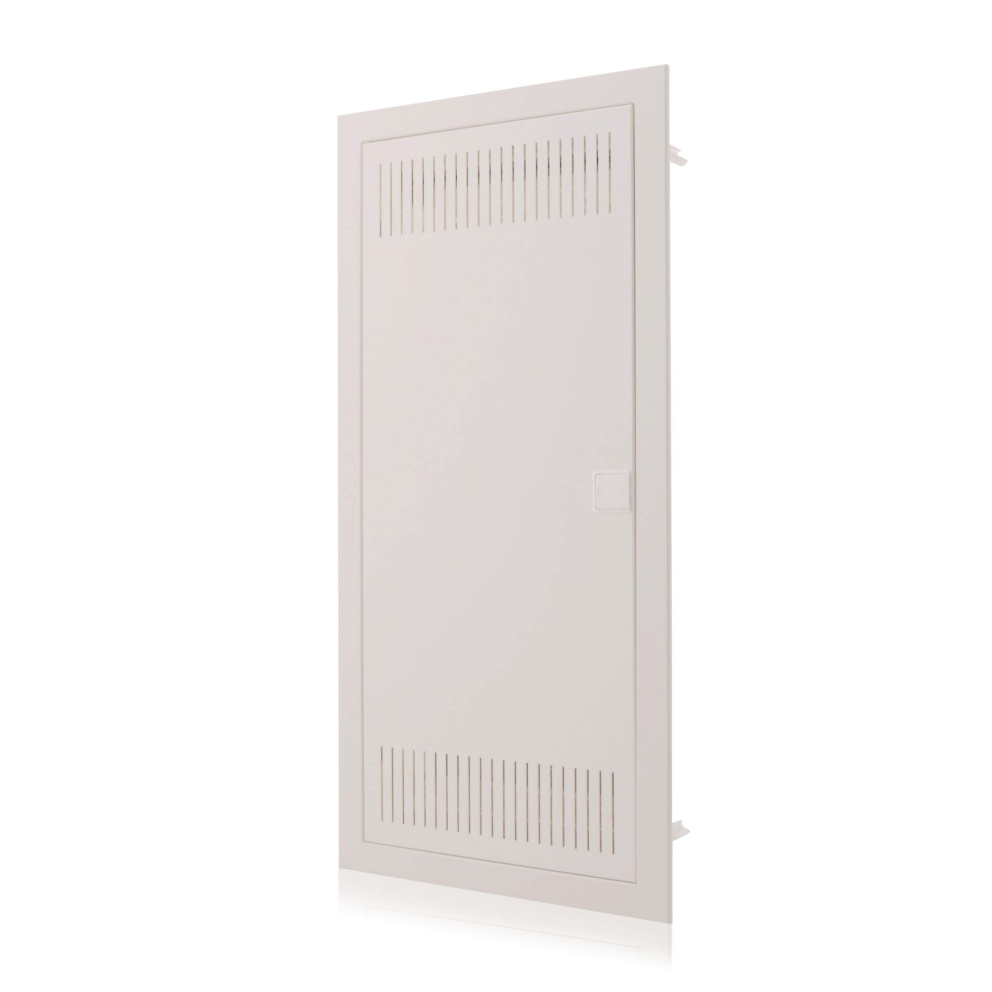 Intratec distributore multimediale e quadro di sicurezza combinato a incasso, IP30, 717x346x92 mm, 2 file, 24+4 moduli, porta in acciaio bianco RAL 9003, ripartitore di comunicazione