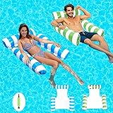 2 Pack Pool Floats Adult, 4-in-1 Inflatable water Hammock, 3 Tubes Inflatable Hammock for Adults, Portable Floating Chair Bed, Pool Floaties Toys for Adults Vacation Fun and Rest, Free inflatable pump