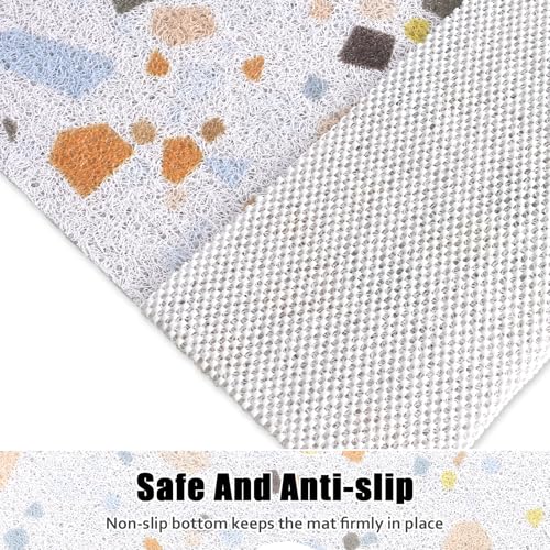 Image of Square Shower Mat Non Slip: 31x31 Inch Shower Floor Mat with Drain Hole in Middle, Super Soft and Comfortable PVC Loofah Massage Bath Mat for Shower, Anti Slip Shower Stall Mat, Quick Drying