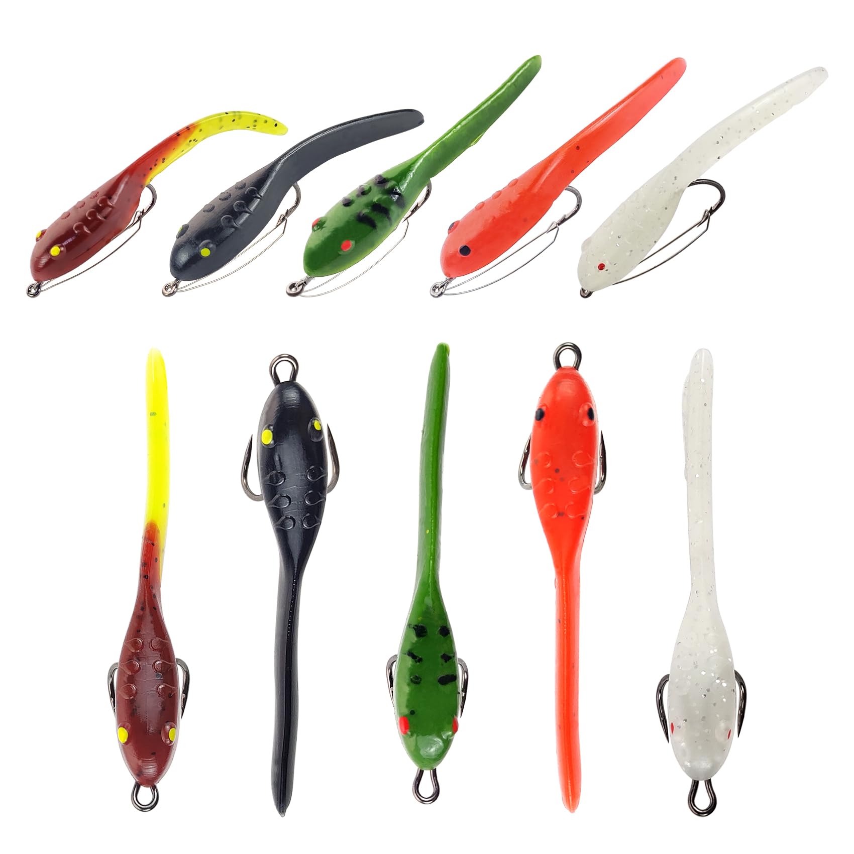 EUPHENG Weedless Pre-Rigged Bass Fishing Lures, Double Super Sharp Weedless Hooks, Hand-Made Realistic & Durable Soft Plastic Swimbaits for Bass Fishing