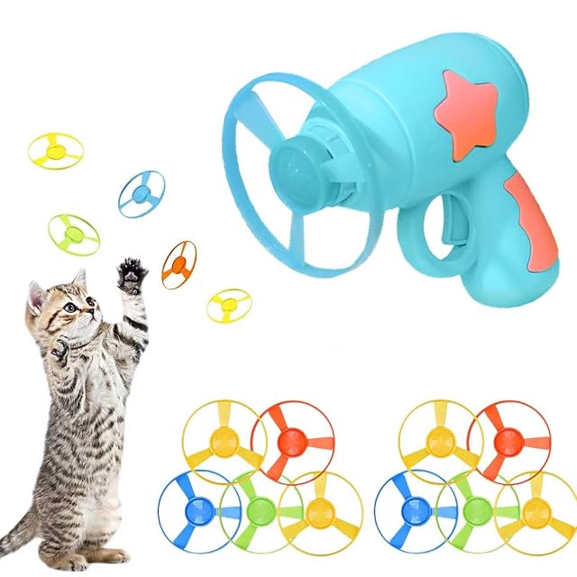 Bull Tiger Prestige Juguetes Interactivo Voladores para Gatos con 1 lanzadores y 10 Discos