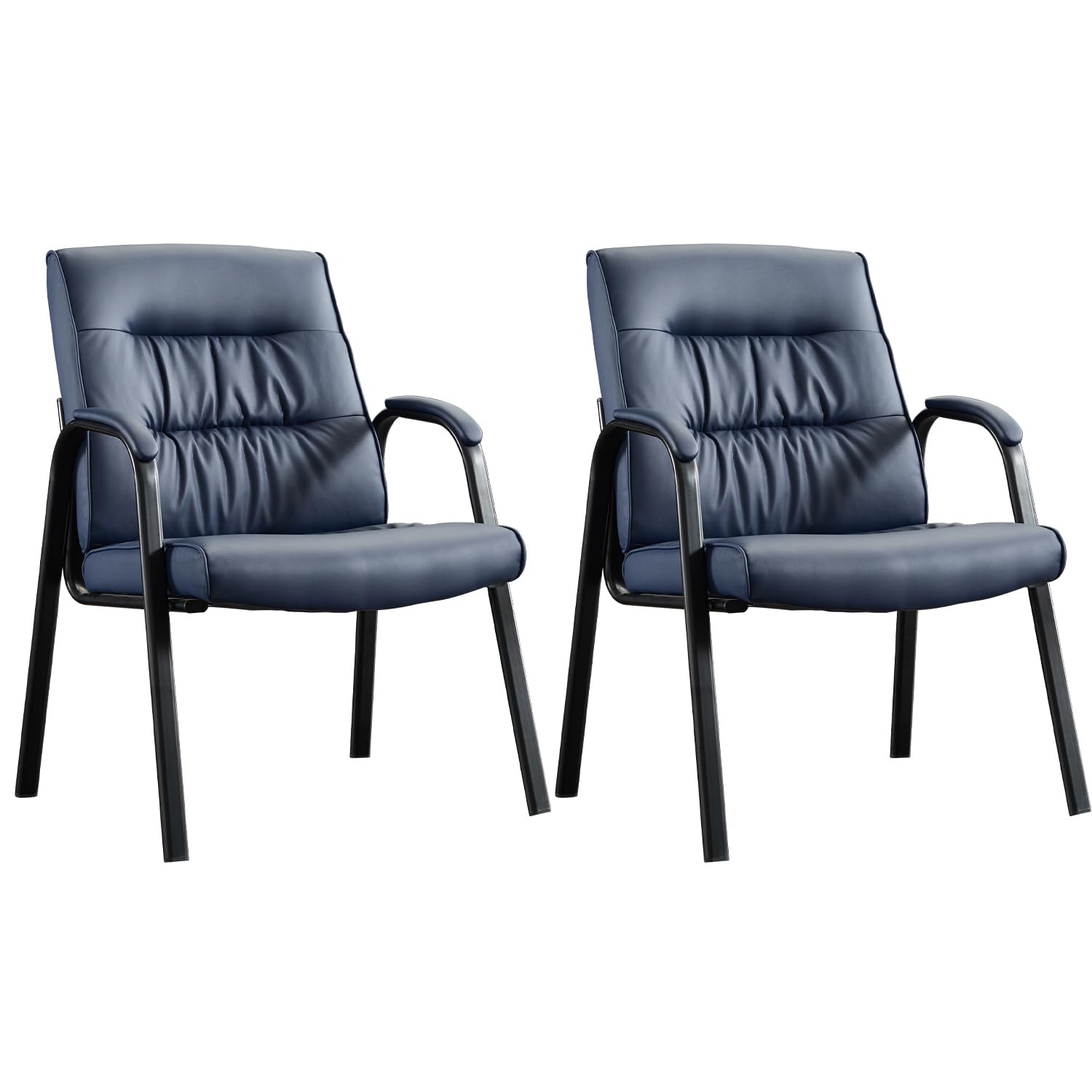 BoisKom Big&Wide Office Guest Reception Chair Set of 2, Conference Room Chairs Waiting Room Chairs 2 Pack, Modern Leather Office Desk Chair No Wheels(