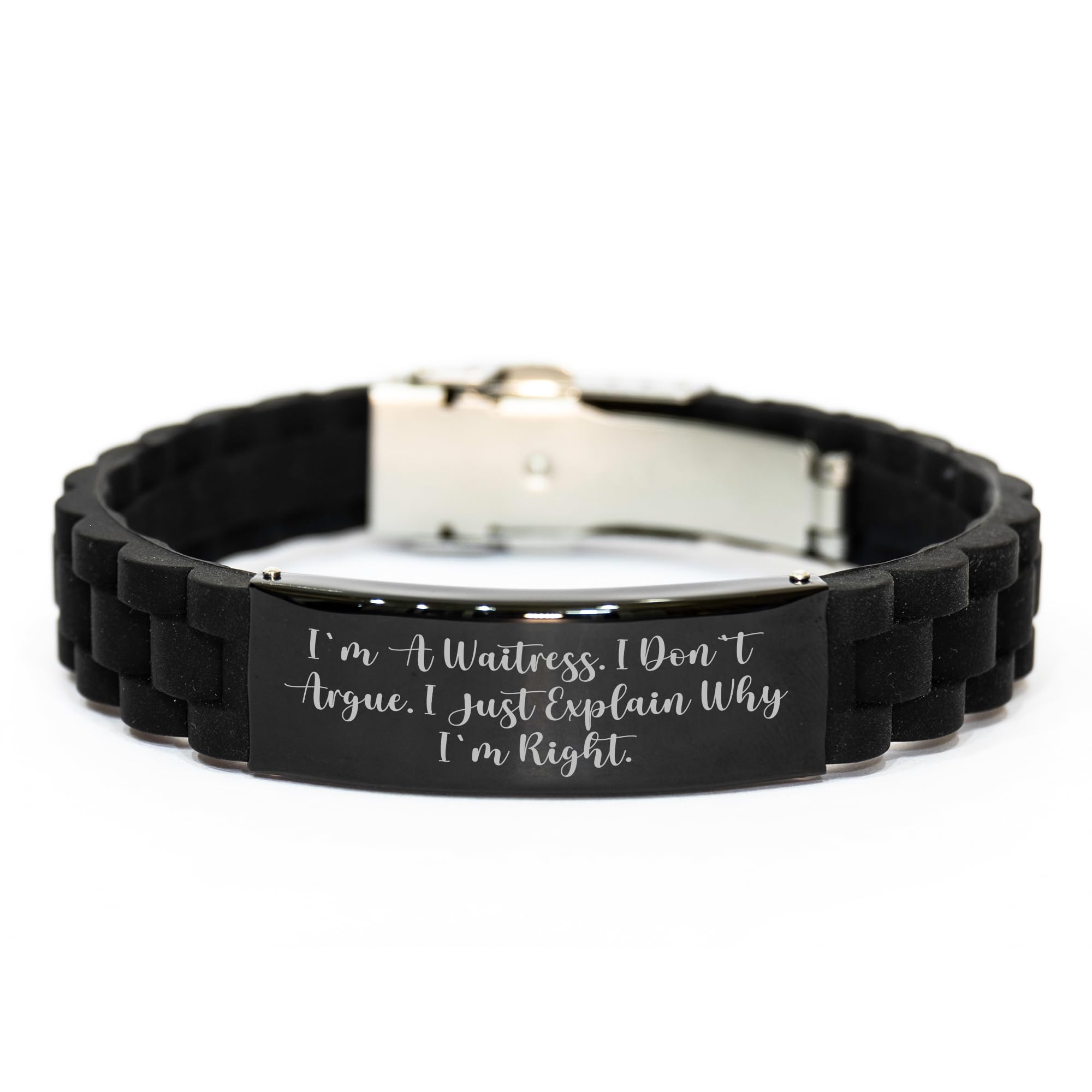 Waitress Humor Glide lock Clasp Bracelet, I Don't Argue, I Explain Why I'm Right, Birthday Unique Gift from Friends to Waitress