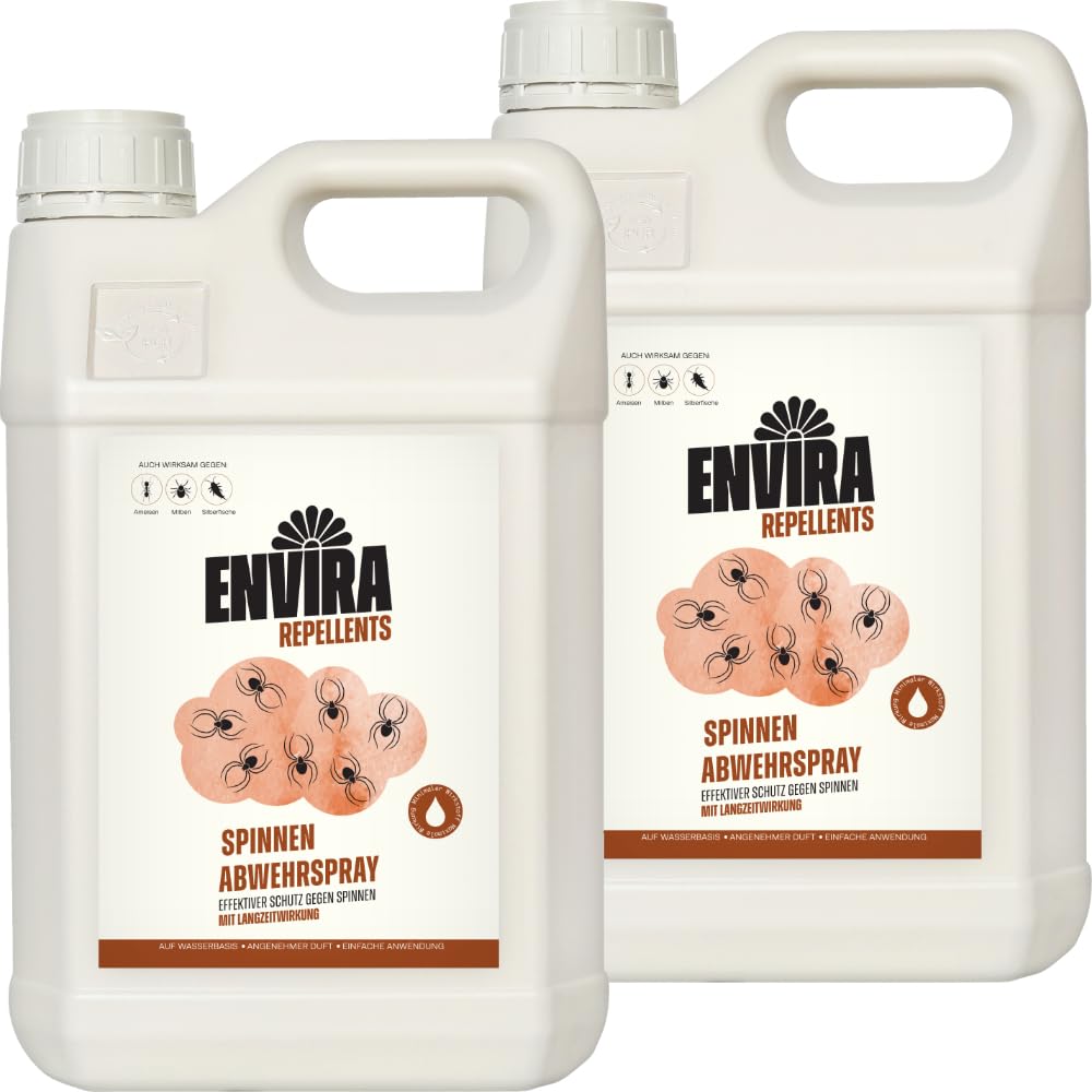 Envira Spinnenspray 2 x 5 Liter - Spray mit Langzeitwirkung gegen Spinnen - Mittel gegen Spinnen in der Wohnung - Effektive Spinnenabwehr