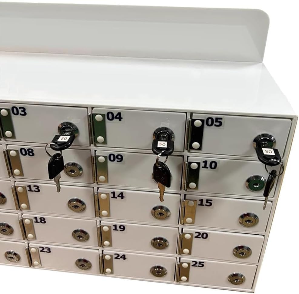 Multi-Grid Mobile Phone Storage Cabinet with Lock & Key – Secure nizer for Office, School, Classroom, Gym, Factory – Silver 15 Compartments