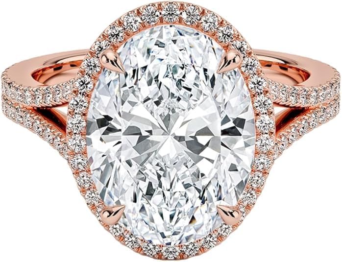 1-5 Carat Oval Cut Colorless VVS1 Moissanite Ring | Split Shank Engagement Ring for Women | Crafted in 10K/14K/18K Solid Gold or 925 Sterling Silver | Romantic Valentine Gift